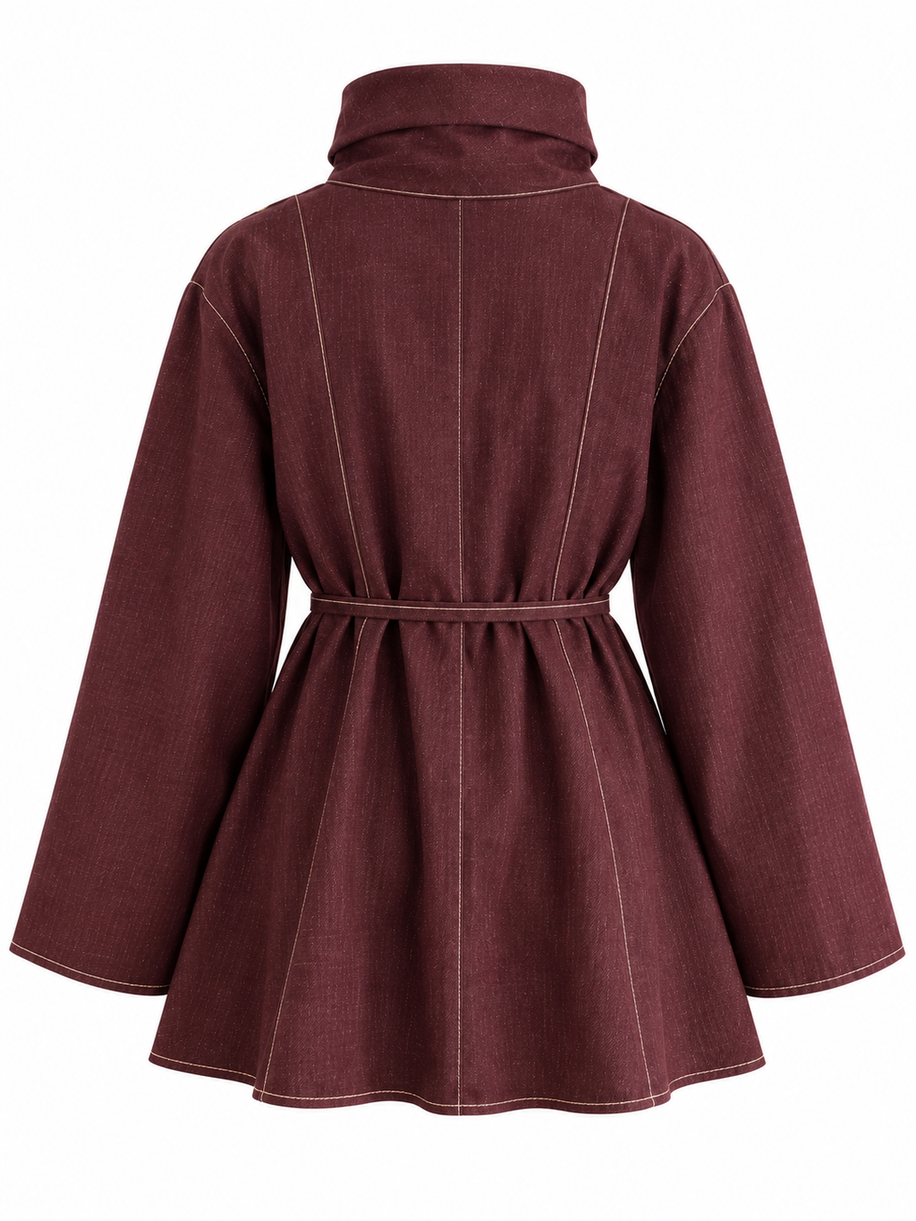 Haut en denim L’Esquisse bordeaux sur fond blanc, vue de dos